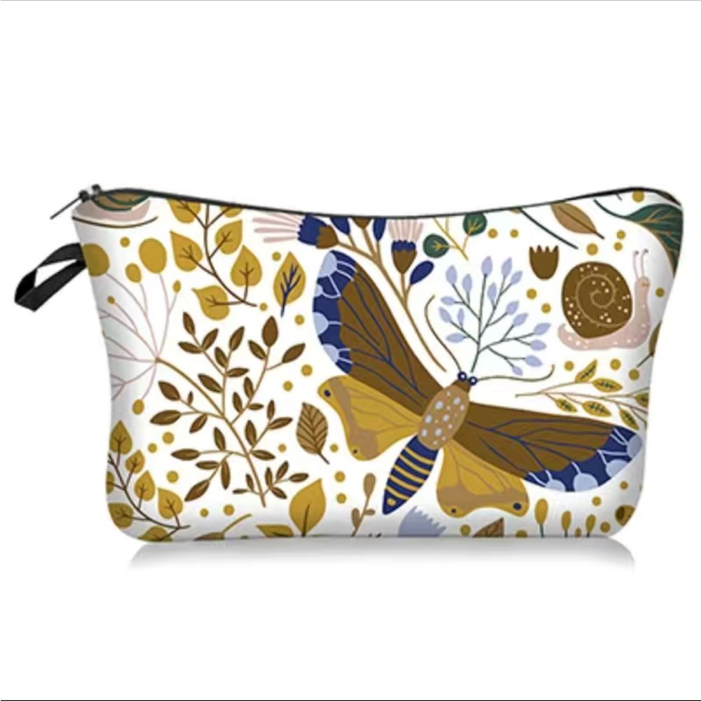 Earth Tones Butterfly Zip Close Cosmetic Bag